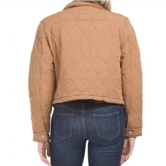 BLANK NYC Still Into You Quilted Crop Jacket | Brown M | Collared Snap Front - Picture 2 of 16